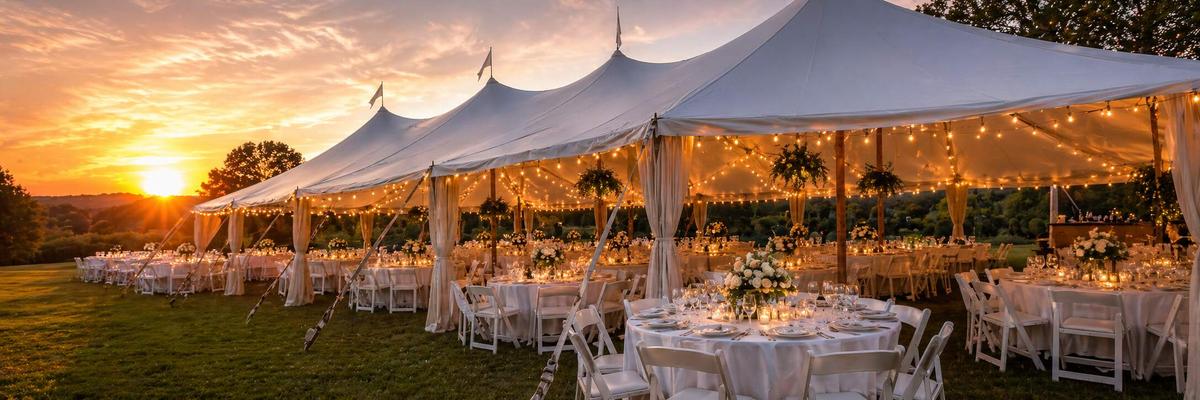 Large outdoor event tent setup